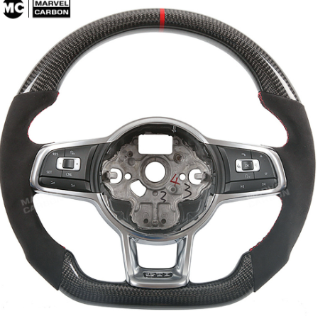 Volante Personalizado em Fibra de Carbono para Volkswagen Golf MK7 GTI - Led Line BR Parts