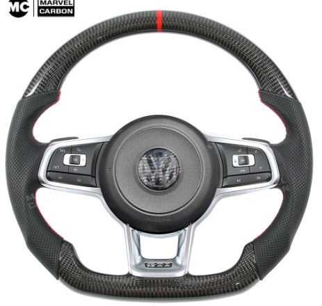 Volante Personalizado em Fibra de Carbono para Volkswagen Golf MK7 GTI - Led Line BR Parts