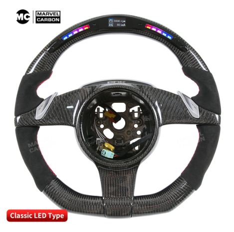 Volante de Fibra de Carbono com LED Controlável via APP para Porsche Cayenne - Led Line BR Parts