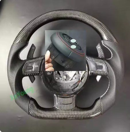 Volante Personalizado em Couro e Fibra de Carbono para Audi TT, R8, A3 8P (2008-2012) - Led Line BR Parts