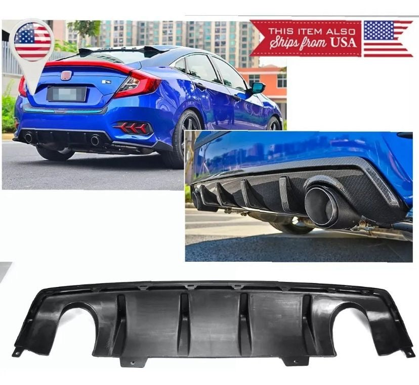Difusor Traseiro Honda Civic G10 Type-R - Visual Esportivo Carbon Look - Para-choque Agressivo - Led Line BR Parts