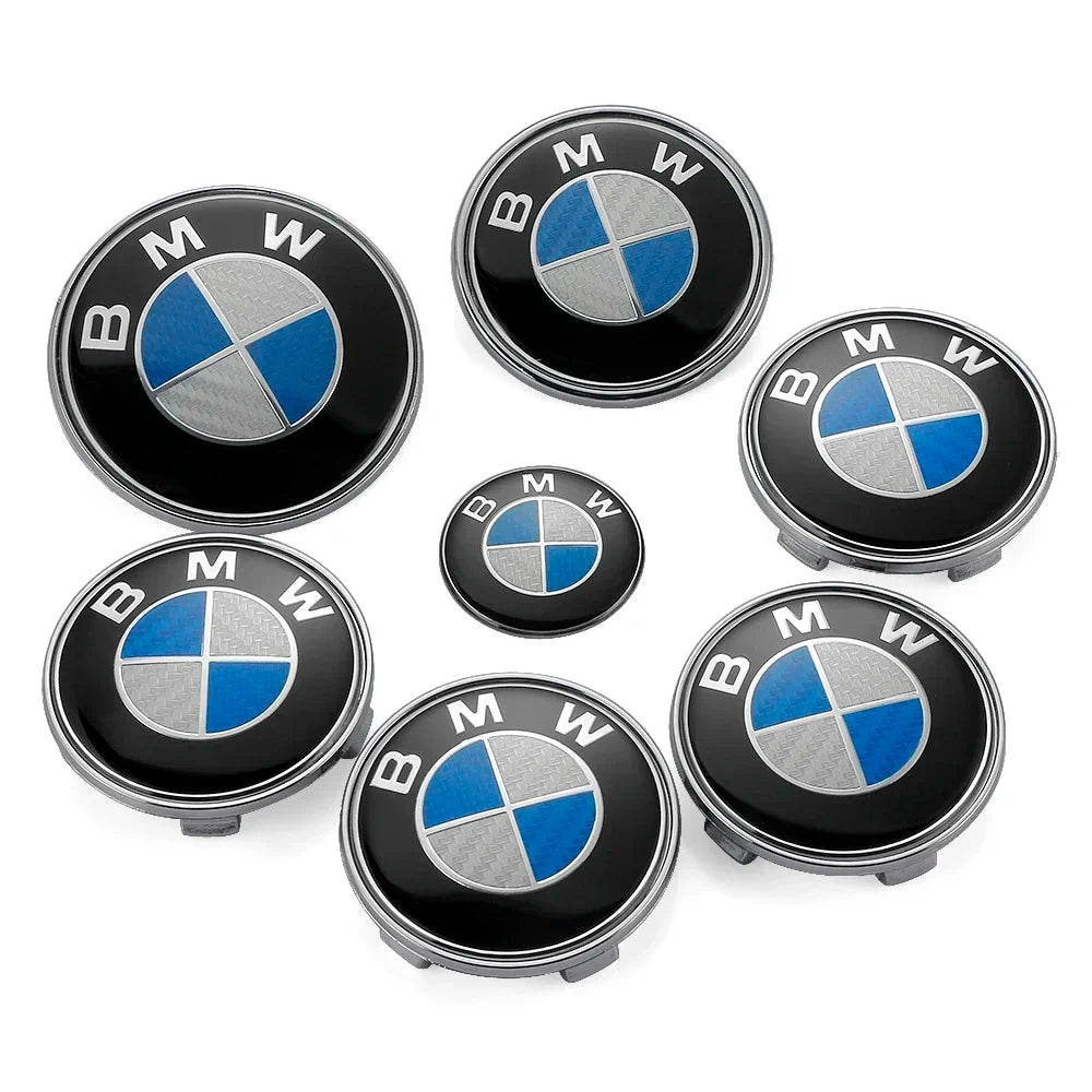 Emblemas BMW Premium 7 Peças - E90 E60 X1 X3 X5 X6 F30 G30 - Visual Exclusivo Fibra Carbono - Led Line BR Parts
