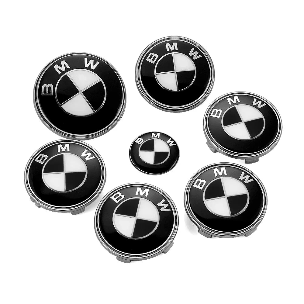 Emblemas BMW Premium 7 Peças - E90 E60 X1 X3 X5 X6 F30 G30 - Visual Exclusivo Fibra Carbono - Led Line BR Parts