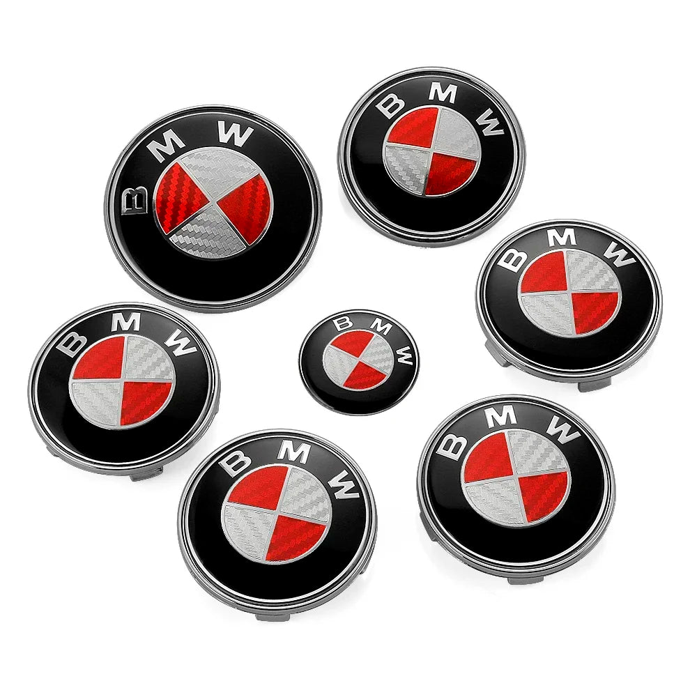 Emblemas BMW Premium 7 Peças - E90 E60 X1 X3 X5 X6 F30 G30 - Visual Exclusivo Fibra Carbono - Led Line BR Parts