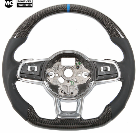 Volante Personalizado em Fibra de Carbono para Volkswagen Golf MK7 GTI - Led Line BR Parts
