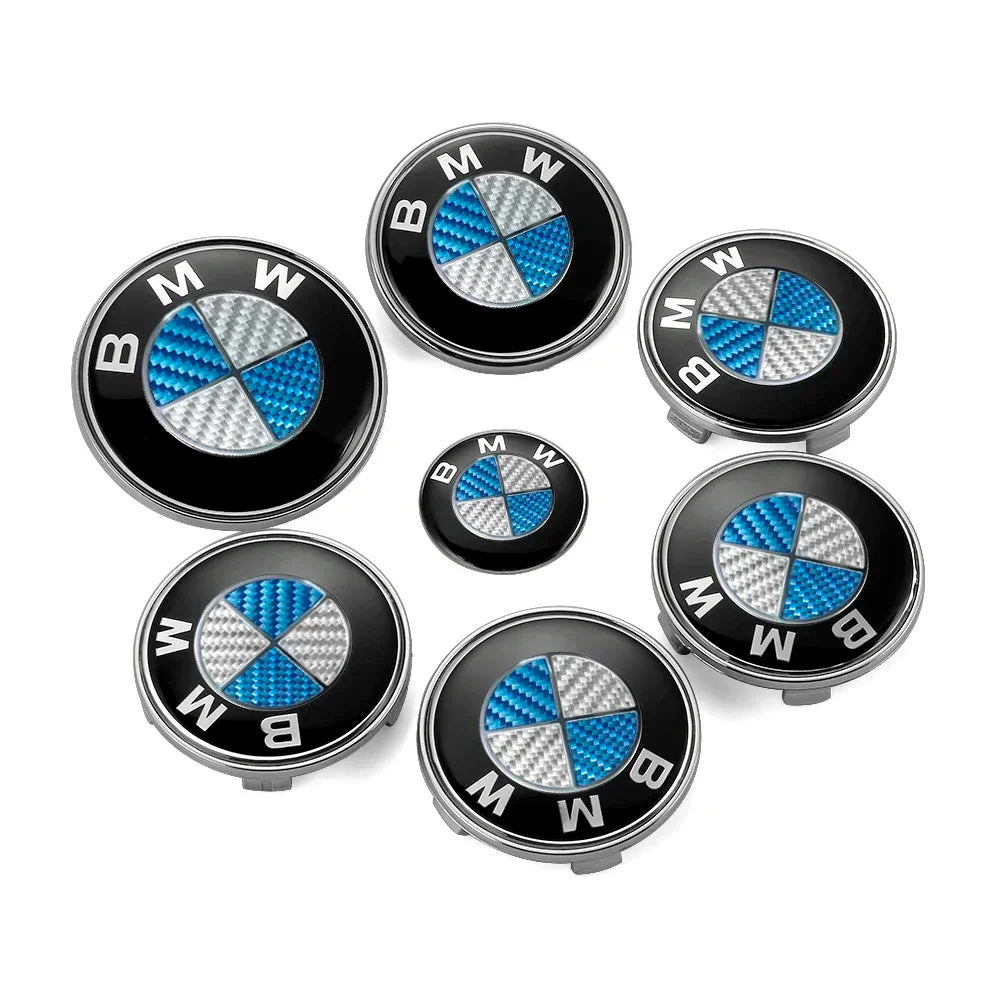 Emblemas BMW Premium 7 Peças - E90 E60 X1 X3 X5 X6 F30 G30 - Visual Exclusivo Fibra Carbono - Led Line BR Parts