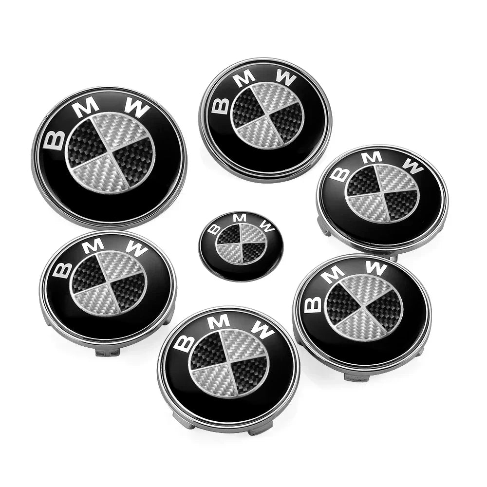 Emblemas BMW Premium 7 Peças - E90 E60 X1 X3 X5 X6 F30 G30 - Visual Exclusivo Fibra Carbono - Led Line BR Parts