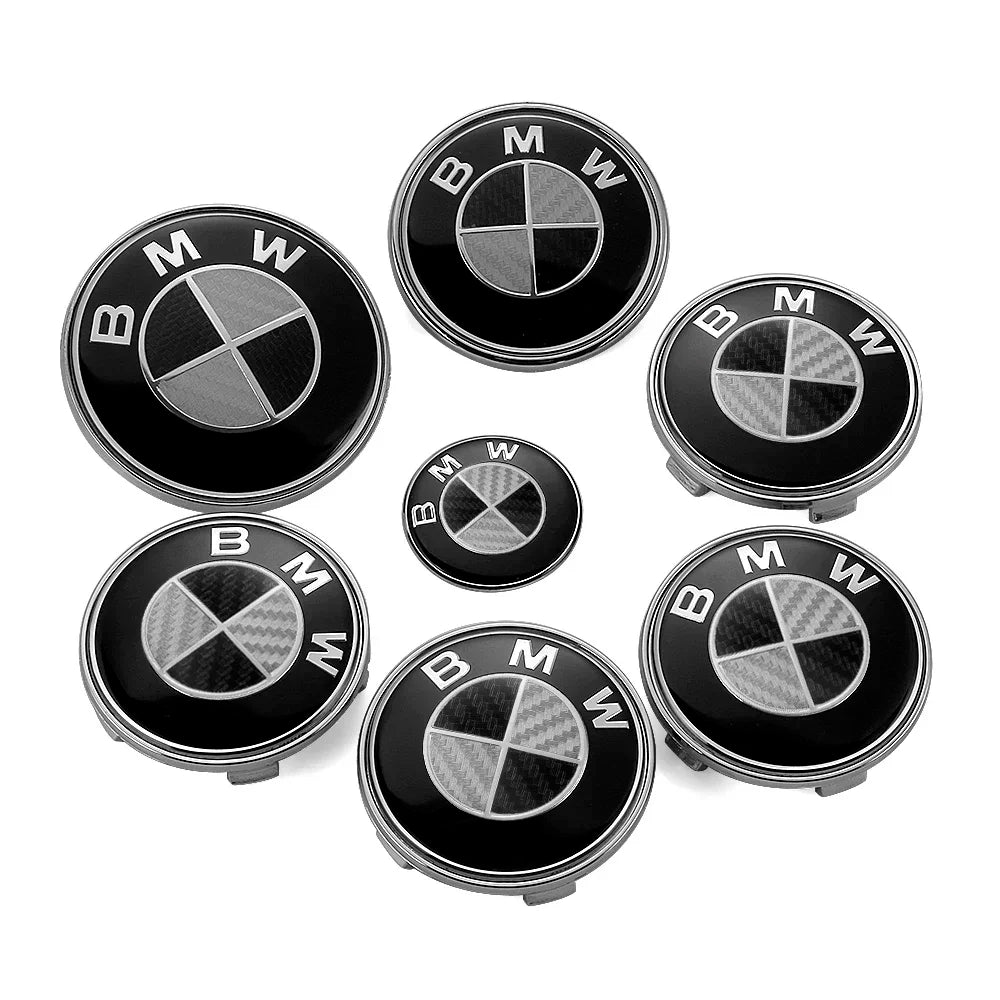 Emblemas BMW Premium 7 Peças - E90 E60 X1 X3 X5 X6 F30 G30 - Visual Exclusivo Fibra Carbono - Led Line BR Parts